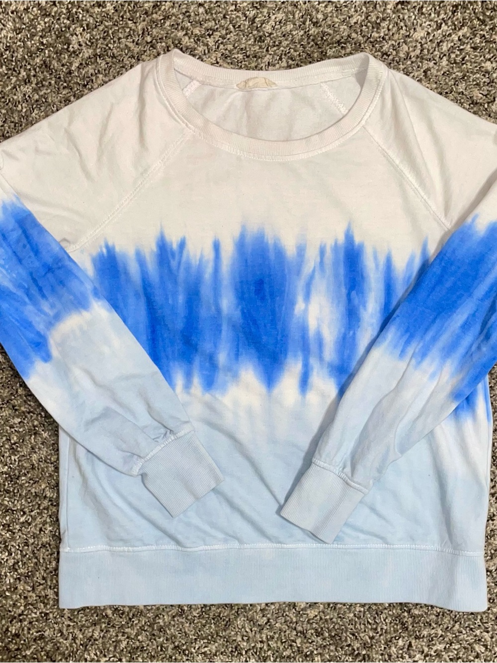 Jane and Delancey White and Blue Tie-Dye Crewneck Sweater Size Juniors Small